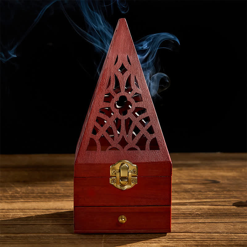 Natural Wood Square Ritual Box Purification Incense Burner