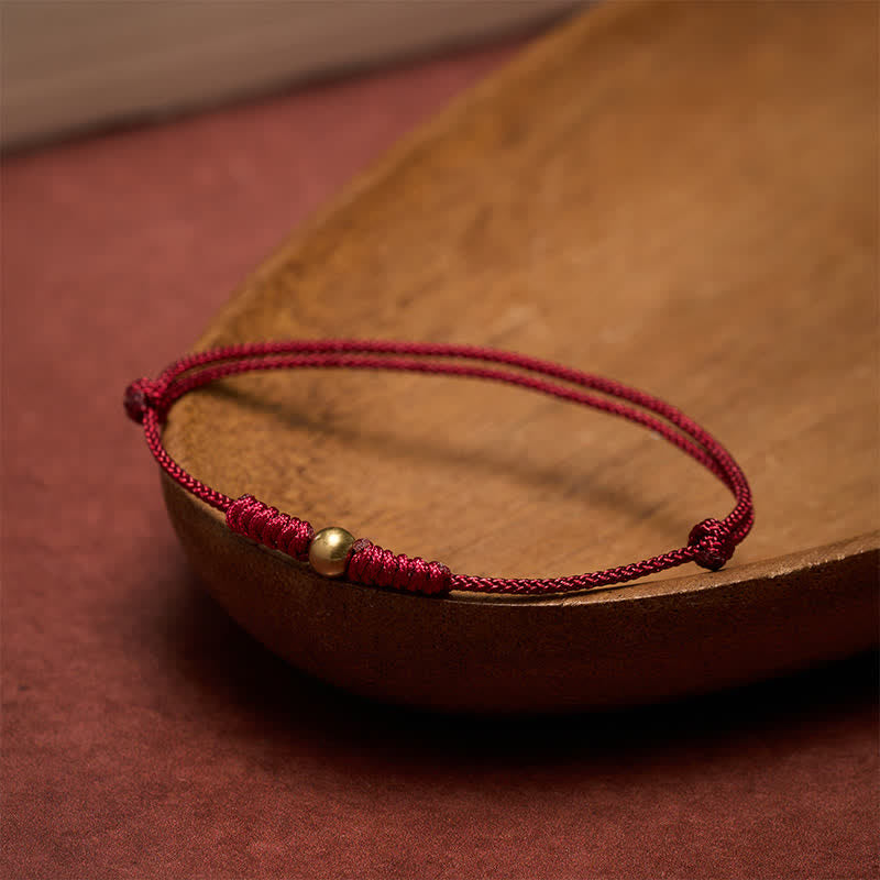 Red String Copper Bead Connection Bracelet