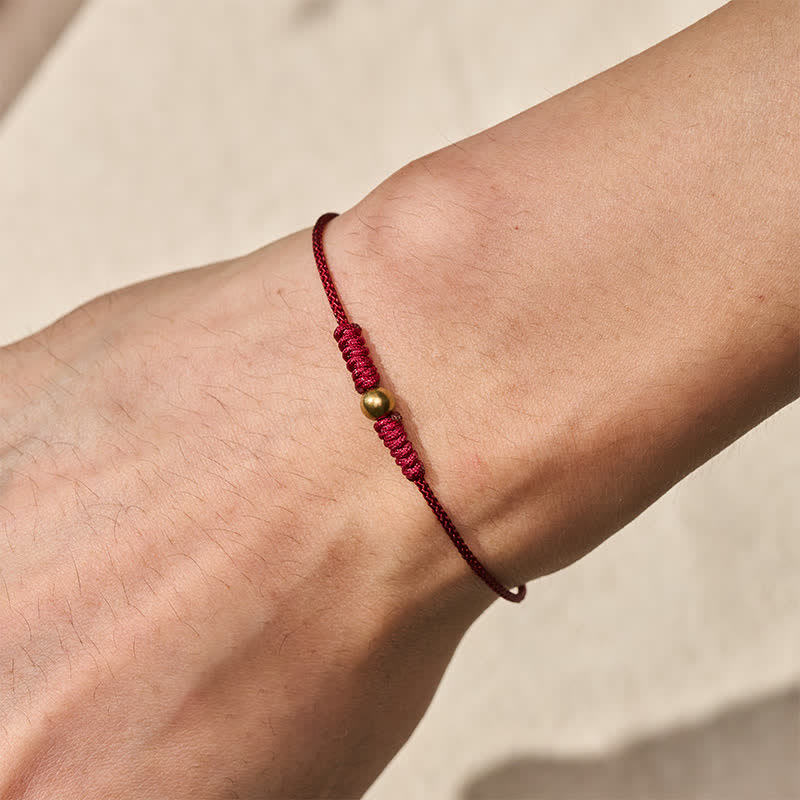 Red String Copper Bead Connection Bracelet