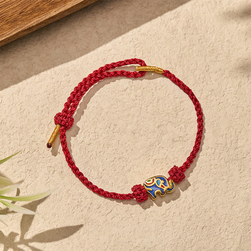 Elephant Red String Woven Wisdom Bracelet
