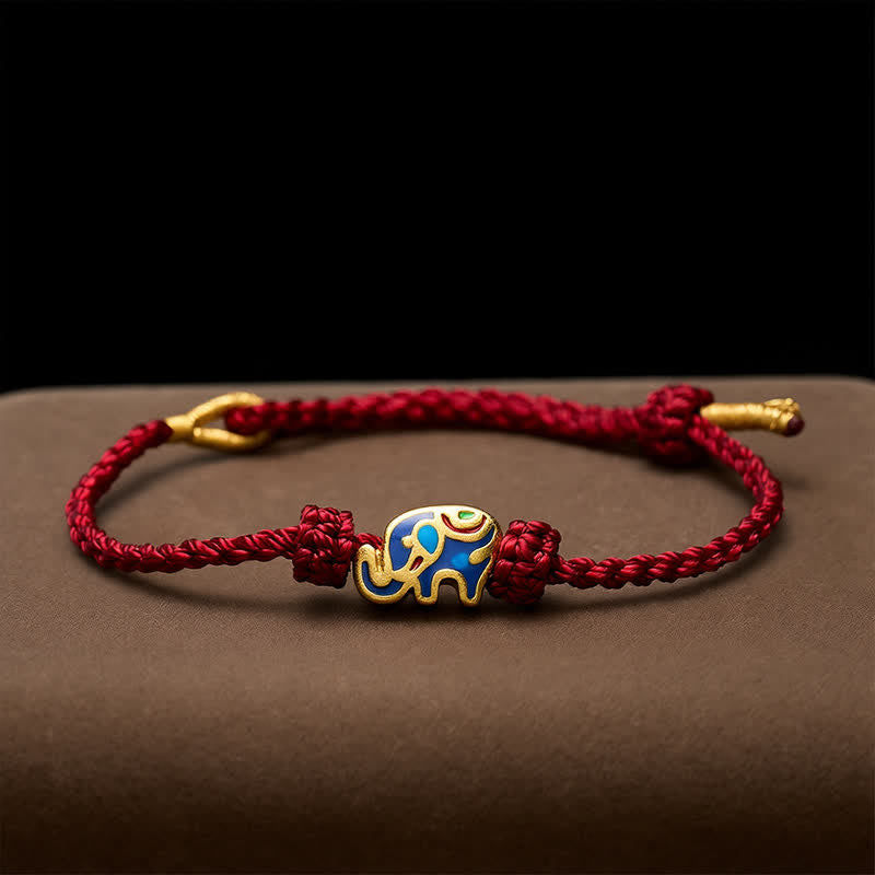 Elephant Red String Woven Wisdom Bracelet