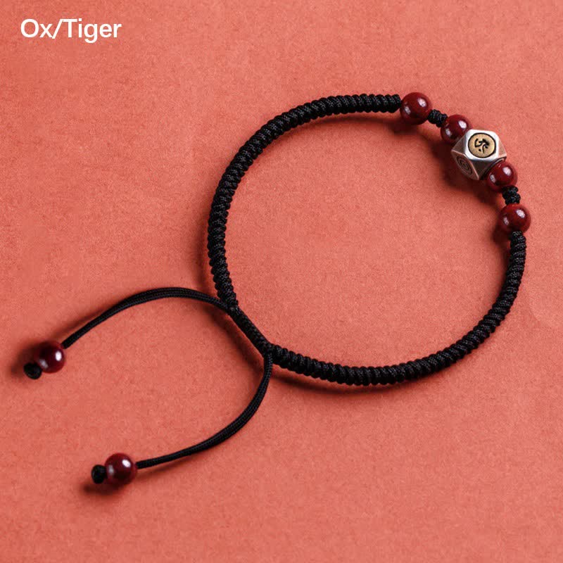 925 Sterling Silver Chinese Zodiac Cinnabar Calm Bracelet