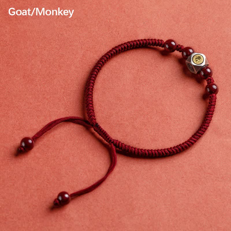 925 Sterling Silver Chinese Zodiac Cinnabar Calm Bracelet
