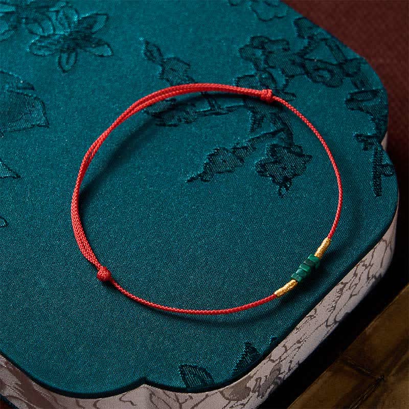 Natural Ultra-fine Malachite Beads Luck Protection Braided Red Rope Bracelet