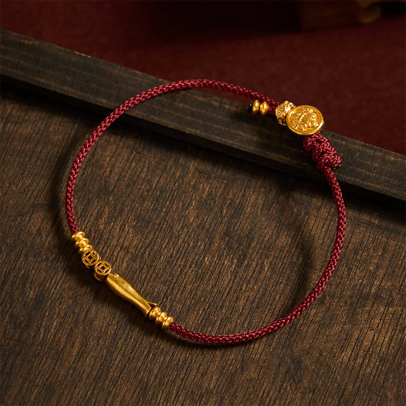 Hand-Woven Red String Koi Fish Copper Coin Success Bracelet