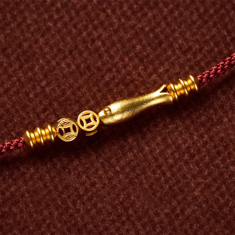 Hand-Woven Red String Koi Fish Copper Coin Success Bracelet