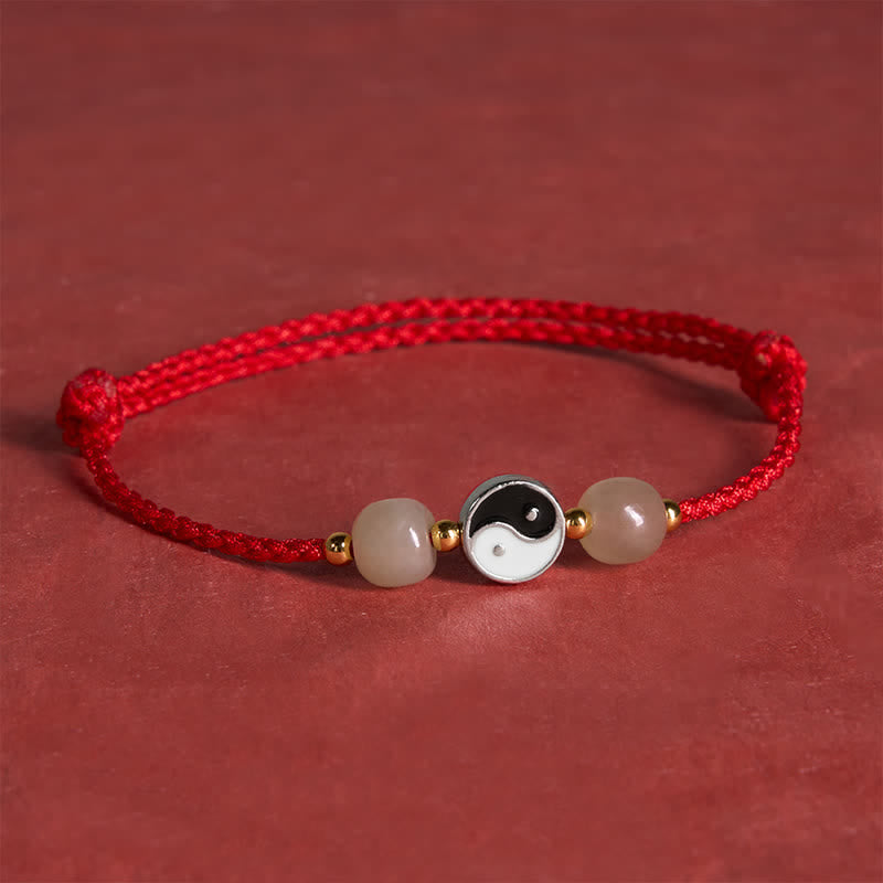 Alloy Yin Yang Hetian Jade Bead Red String Balance Bracelet
