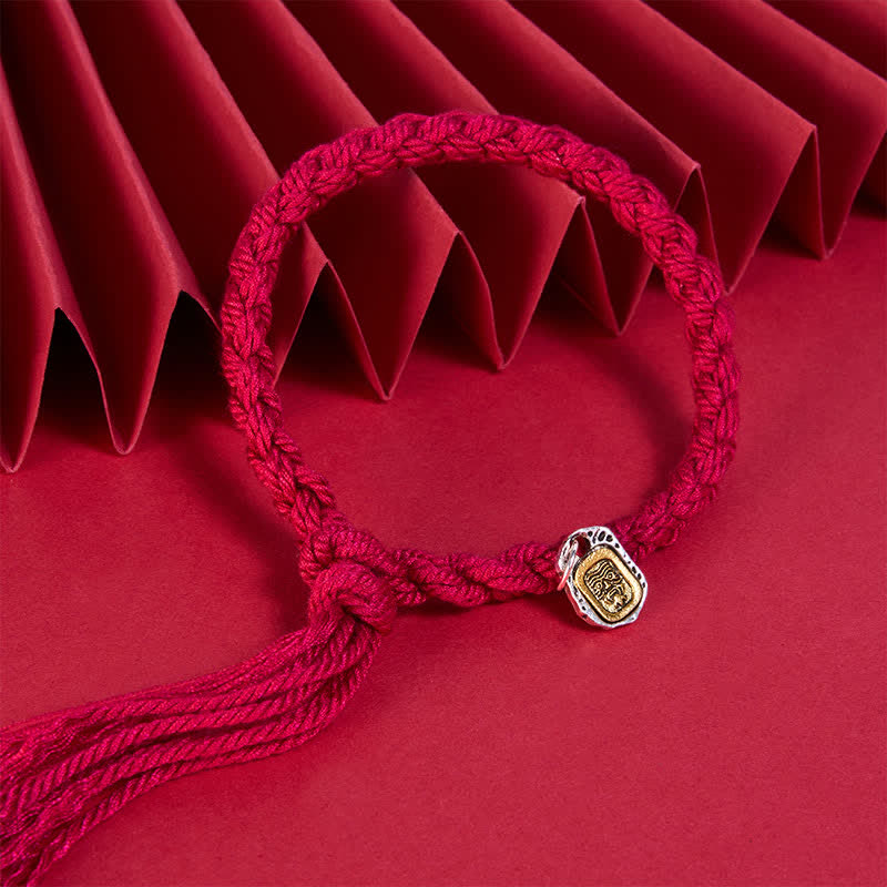 Copper Accent Red String Harmonic Connection Bracelet