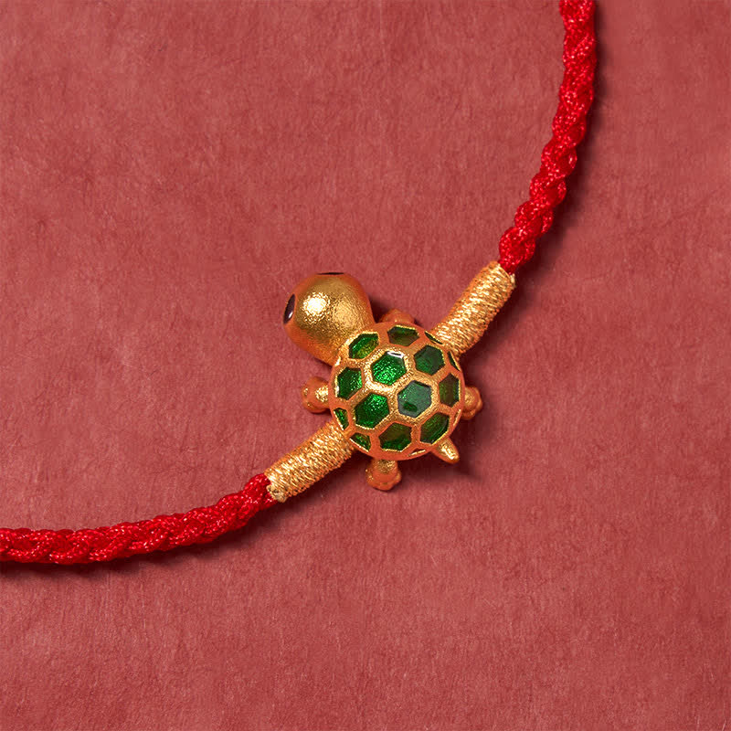 Turtle Red String Lucky Fortune Charm Braided Connection Bracelet