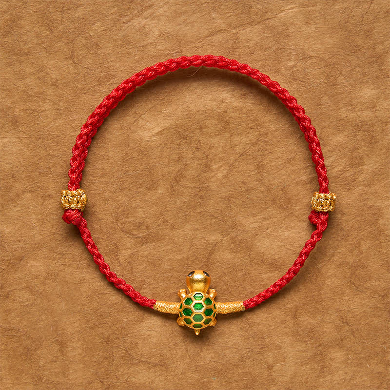 Turtle Red String Lucky Fortune Charm Braided Connection Bracelet