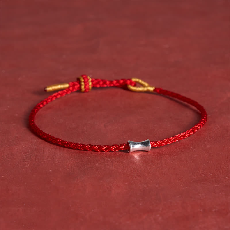 Black Red String 925 Sterling Silver Bamboo Growth Bracelet