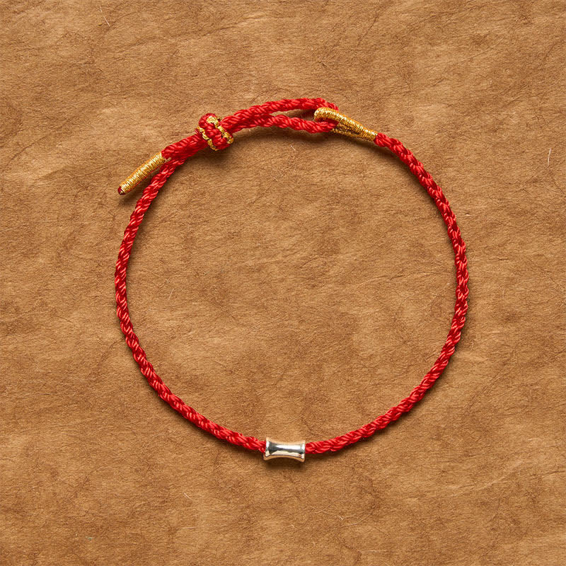 Black Red String 925 Sterling Silver Bamboo Growth Bracelet