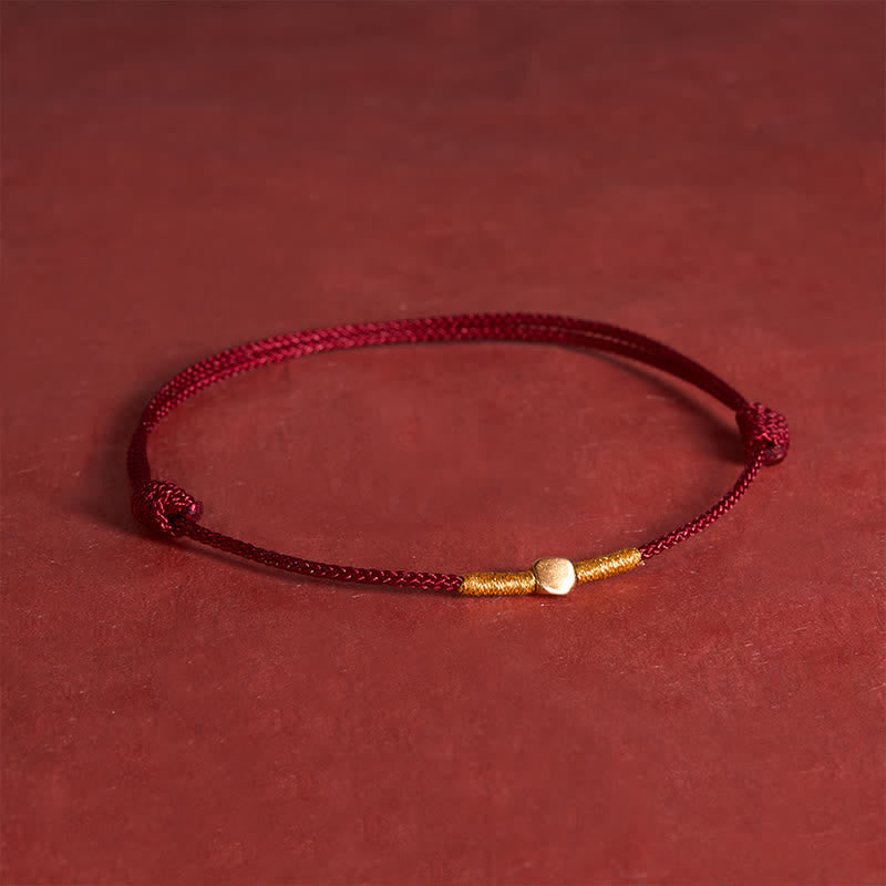 925 Sterling Silver Golden Bead Protection Braided Rope Bracelet