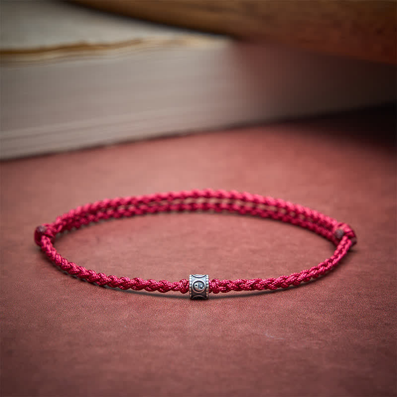 Black Red String 925 Sterling Silver Yin Yang Protection Bracelet Anklet