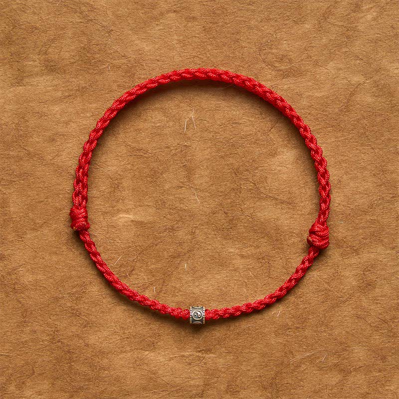 Black Red String 925 Sterling Silver Yin Yang Protection Bracelet Anklet