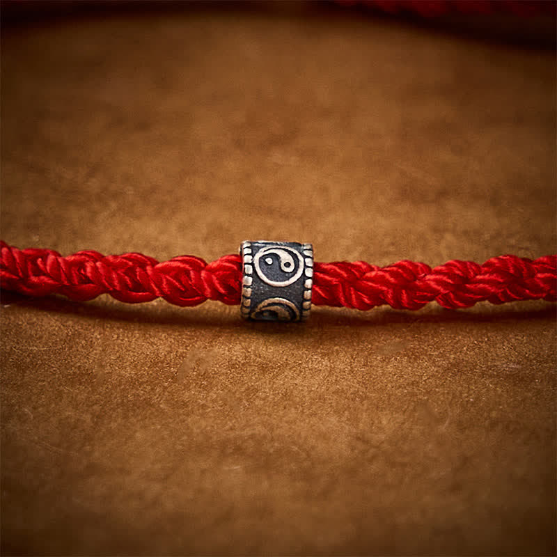 Black Red String 925 Sterling Silver Yin Yang Protection Bracelet Anklet