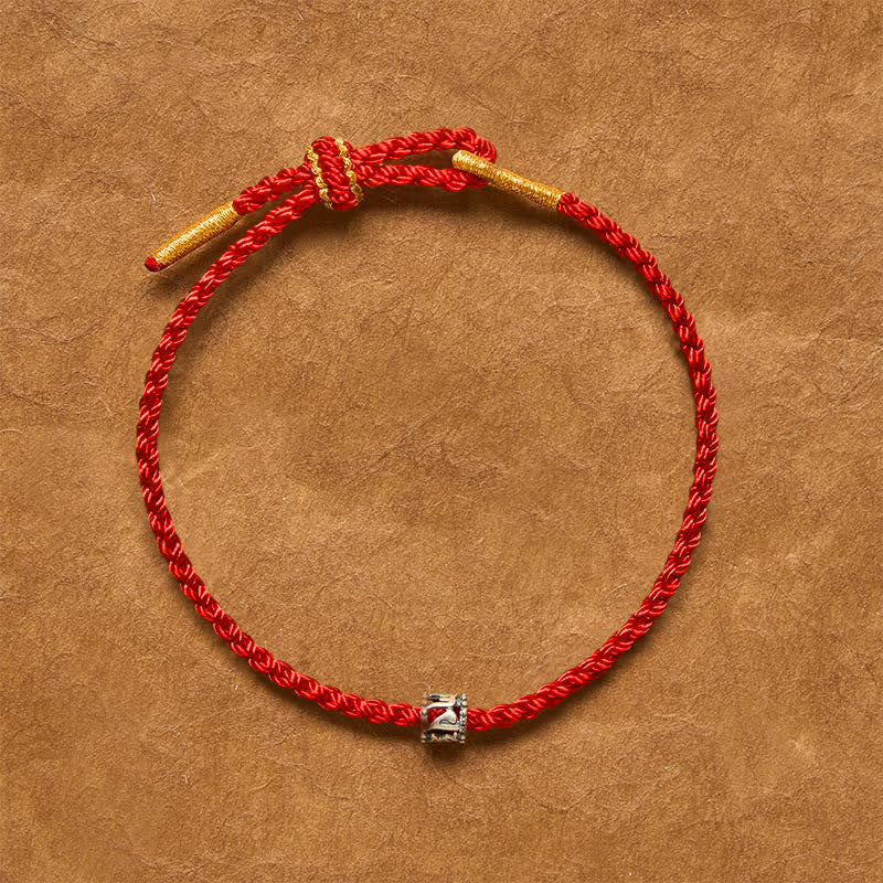 Black Red String 925 Sterling Silver Om Mani Padme Hum Protection Minimalist Bracelet