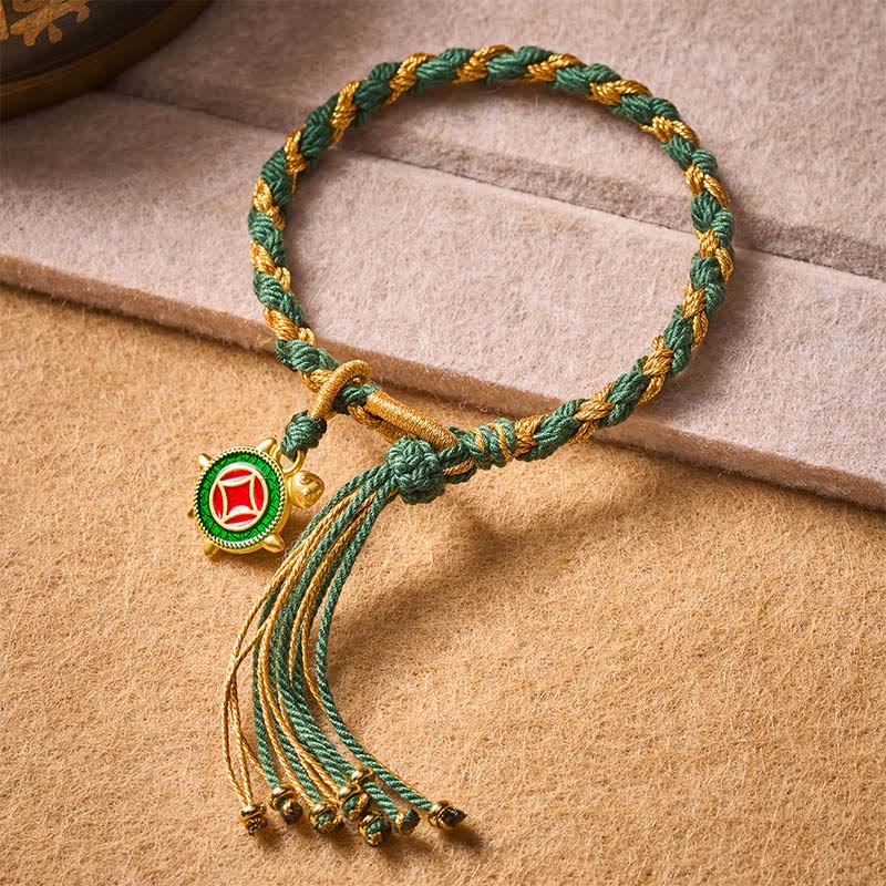 Yellow Green Turtle String Hand-Woven Bracelet