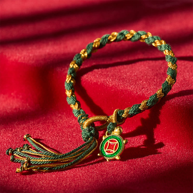 Yellow Green Turtle String Hand-Woven Bracelet