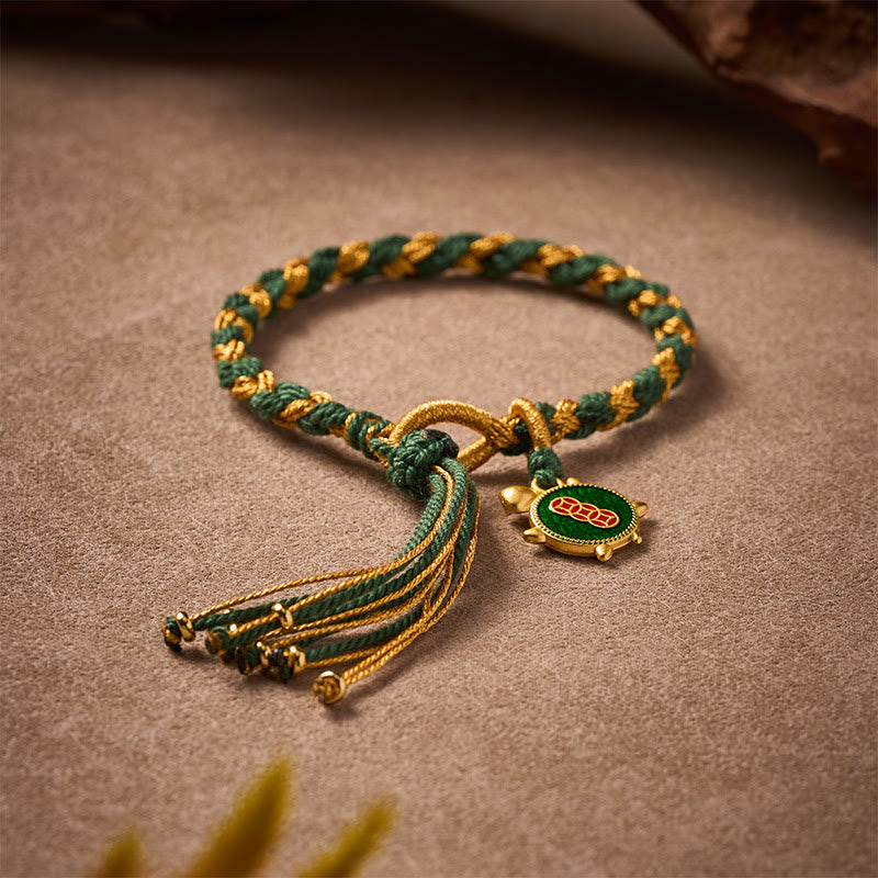 Yellow Green Turtle String Hand-Woven Bracelet