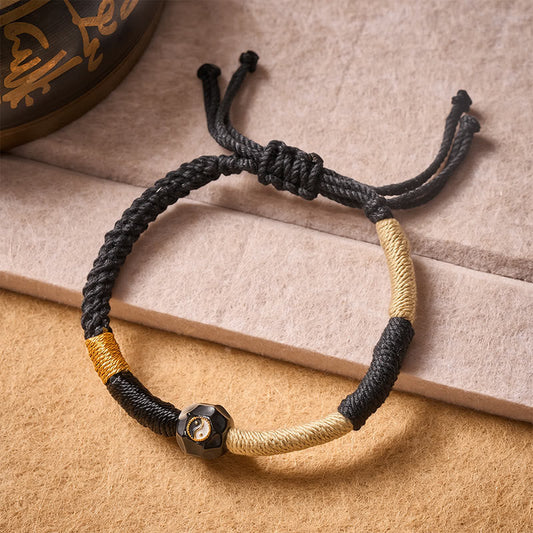Black and White Fire Agate String Balance Bracelet