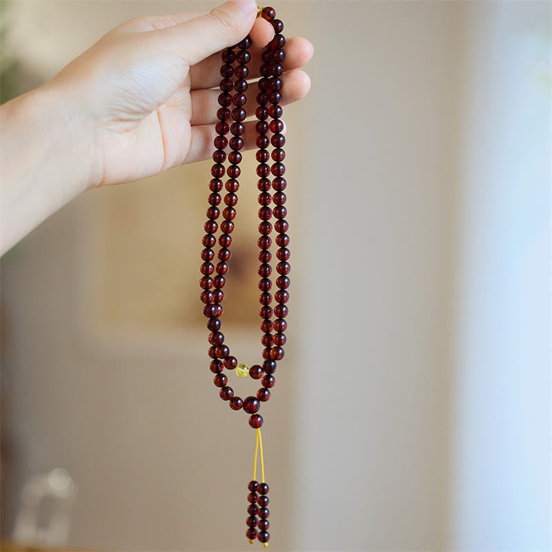 Natural 108 Mala Beads Amber Bracelet