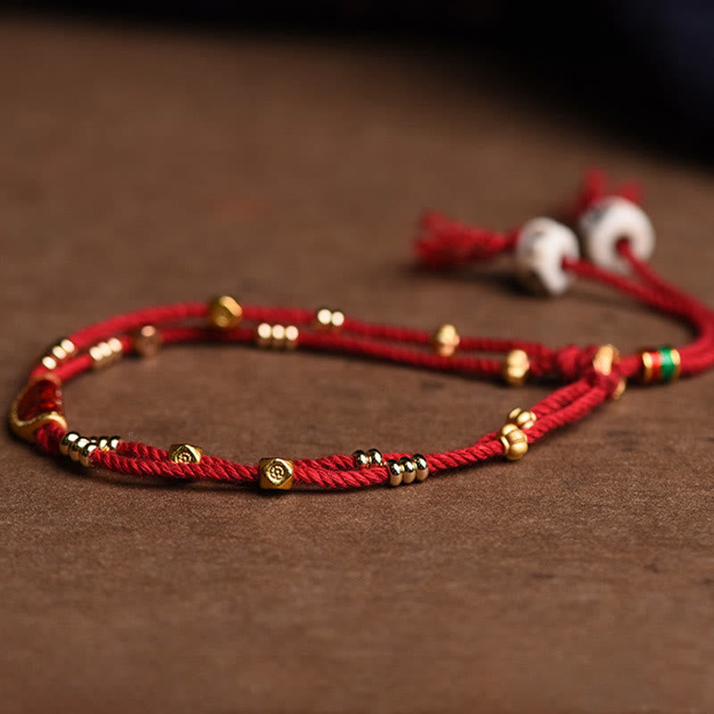Handmade Cinnabar Dumplings Design Luck Braided Red Rope Bracelet