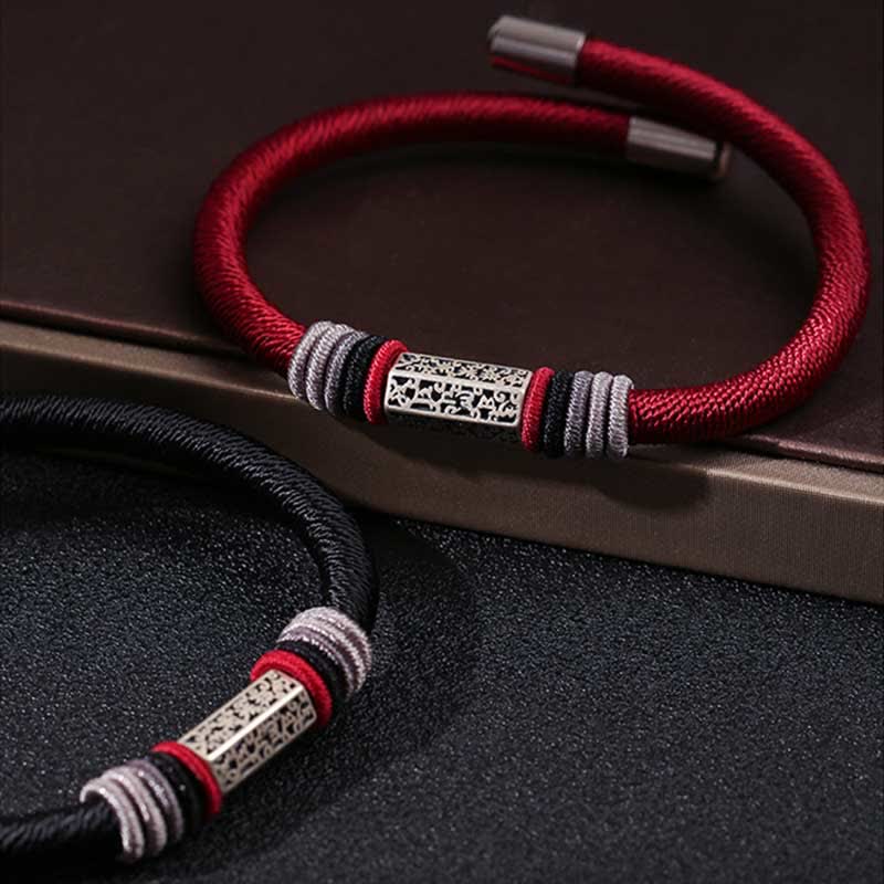 925 Sterling Silver Om Mani Padme Hum Peace Red String Bracelet