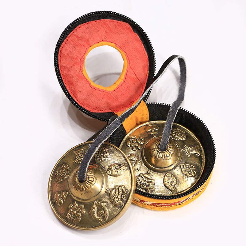 Tibetan Tingsha Bell Six True Words Dragon Copper Balance Decoration With Bag