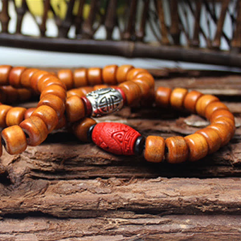 Tibetan Bone Beads Om Mani Padme Hum Strength Bracelet