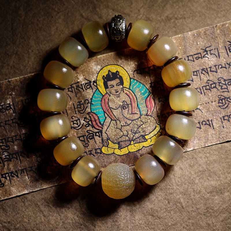 Handmade Tibetan Sheep Horn Om Mani Padme Hum Auspiciousness Bracelet