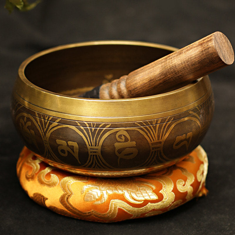Tibetan Meditation Sound Bowl Handcrafted for and Mindfulness Support Protection Singing Bowl Set