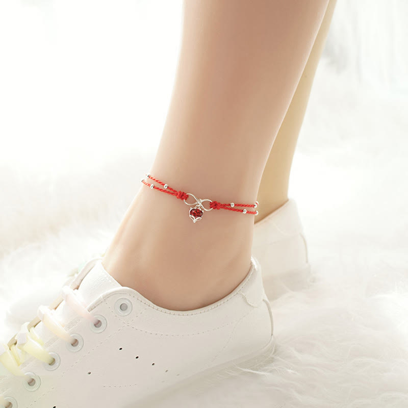 Love Heart Infinity Symbol Braided String Anklet