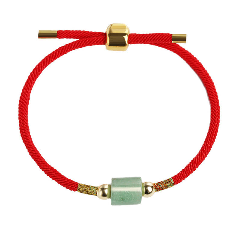 Tibet Handmade Green Aventurine Red Stone Malachite Luck Protection Braided Rope Bracelet