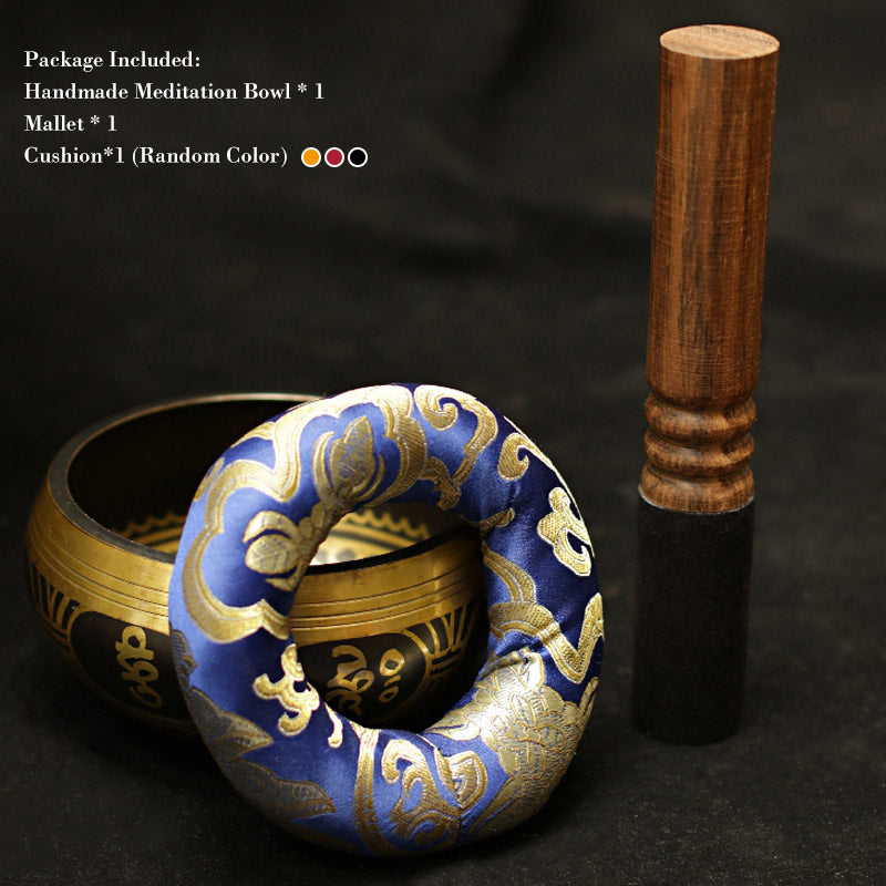 Tibetan Meditation Sound Bowl Handcrafted for and Mindfulness Support Protection Singing Bowl Set