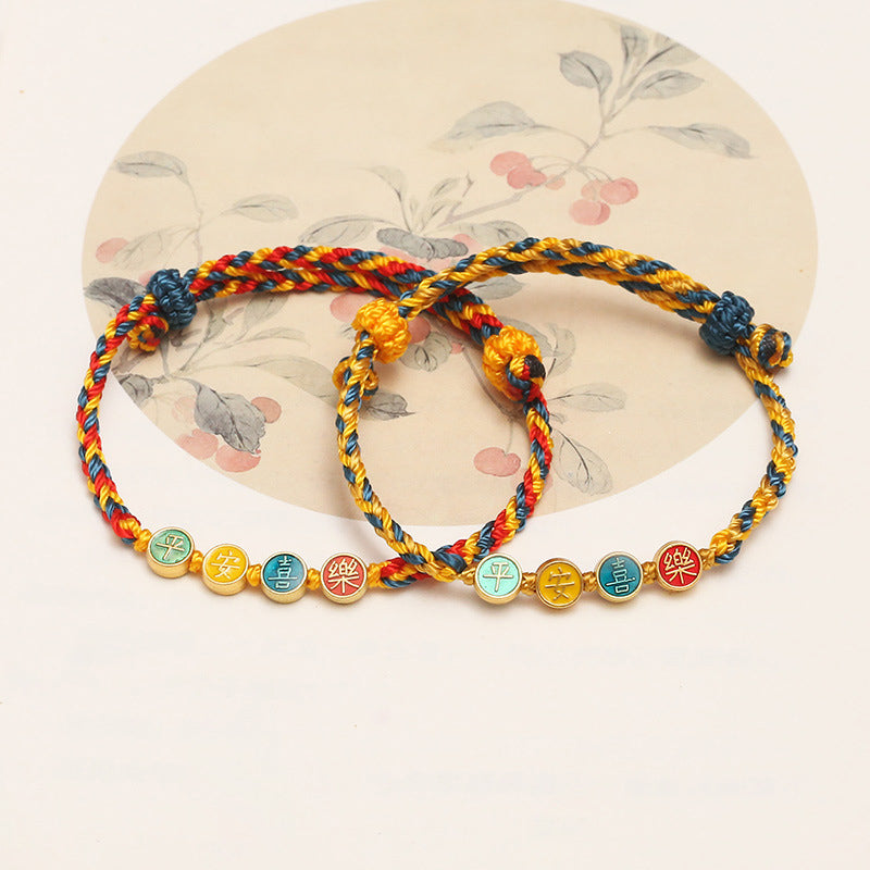 Handmade Dunhuang Color Thread Peace And Joy Protection Braid String Bracelet