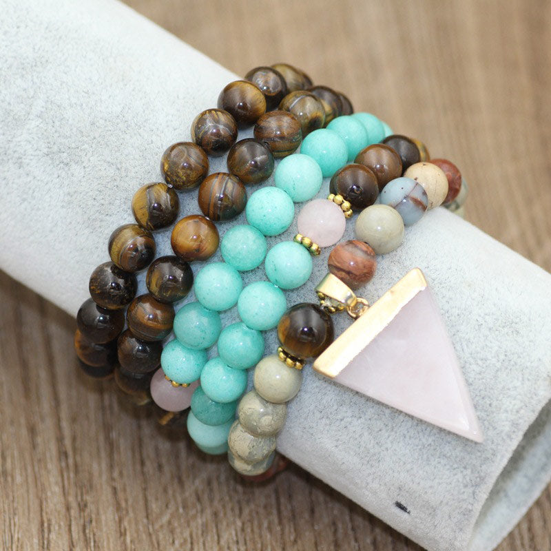 108 Beads Natural Stone Tiger Eye Mala Bracelet