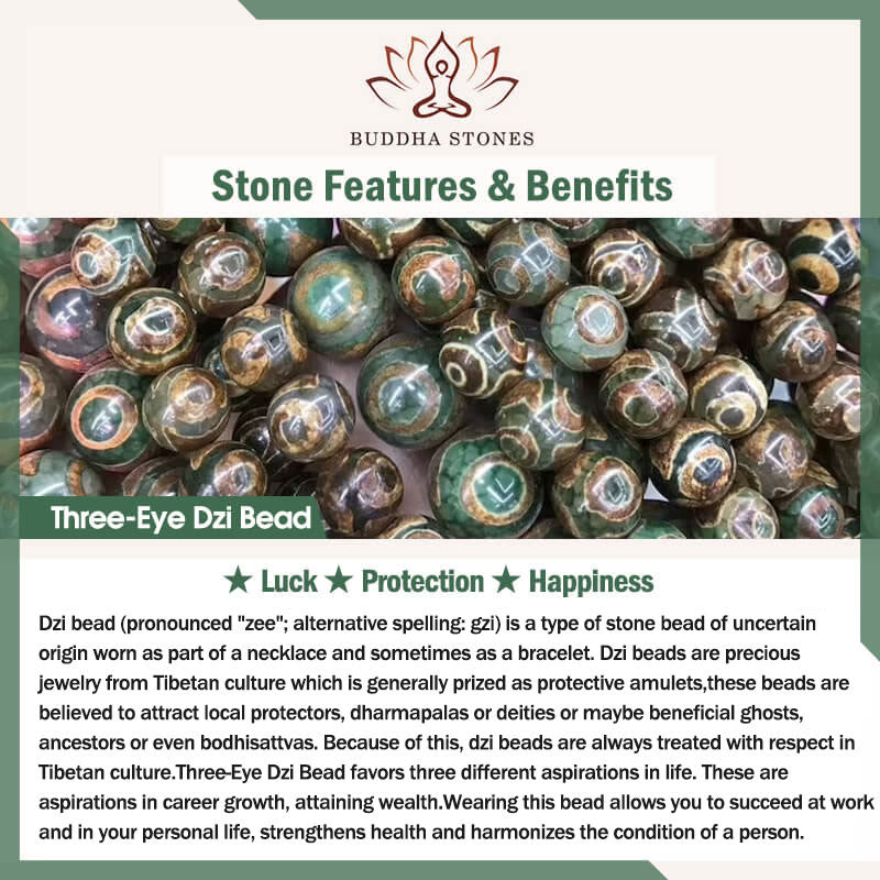 108 Mala Beads Three-eyed Dzi Bead Nine-eye Dzi Bead Jade Luck Bracelet