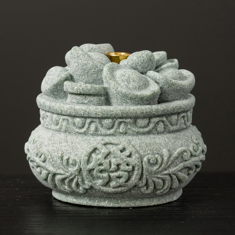 Chinese Character Fu Ingots Incense Burner Desk Decoration