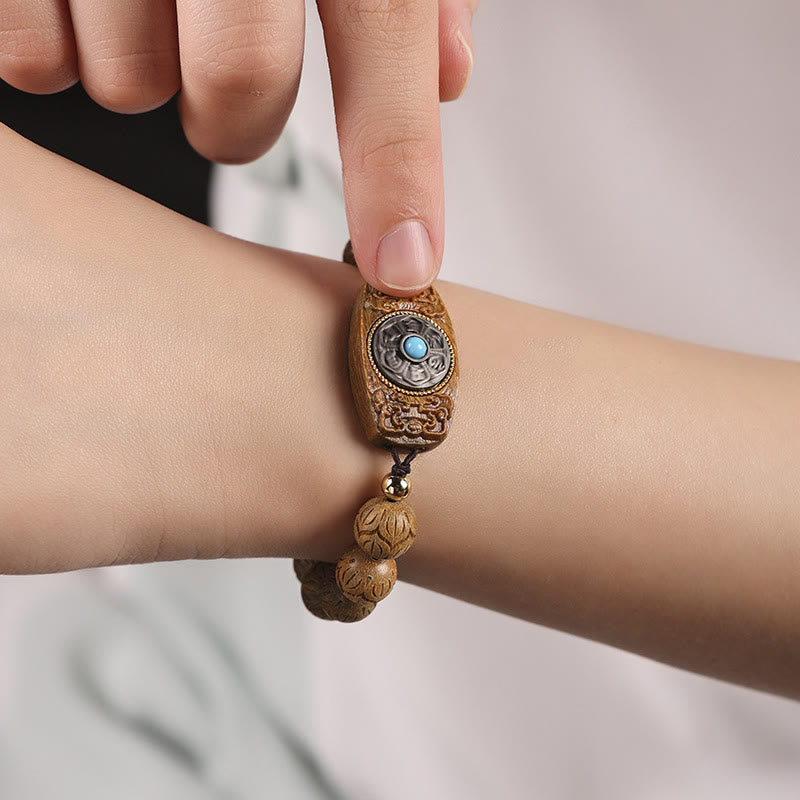 Green Sandalwood Ebony Wood Sandalwood Om Mani Padme Hum Soothing Bracelet