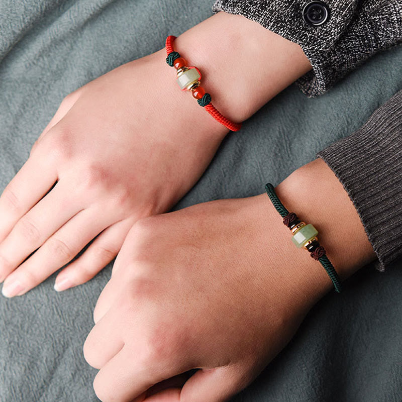 Tibetan Green Aventurine Luck Braid String Bracelet