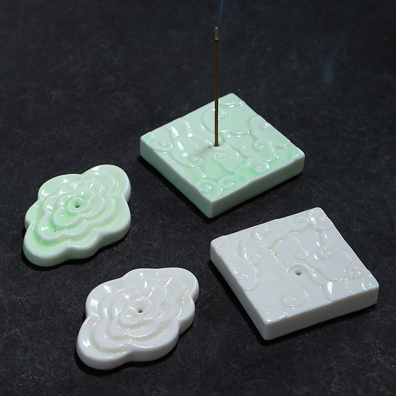 Mini Auspicious Clouds Design Stick Ceramic Small Incense Burner Decoration
