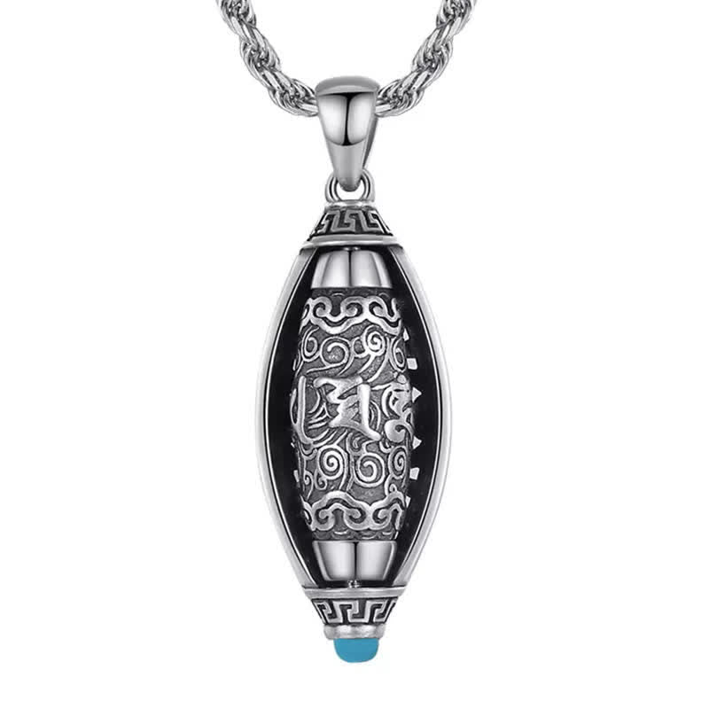 Tibet Om Mani Padme Hum Protection Necklace Rotatable Pendant
