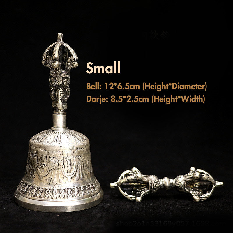 Tibetan Meditation Bell and Vajra Dorje Copper Decoration Set