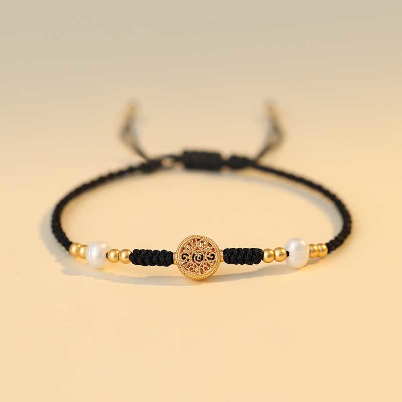 Copper Coin Fortune Tree Luck Strength Braided Bracelet