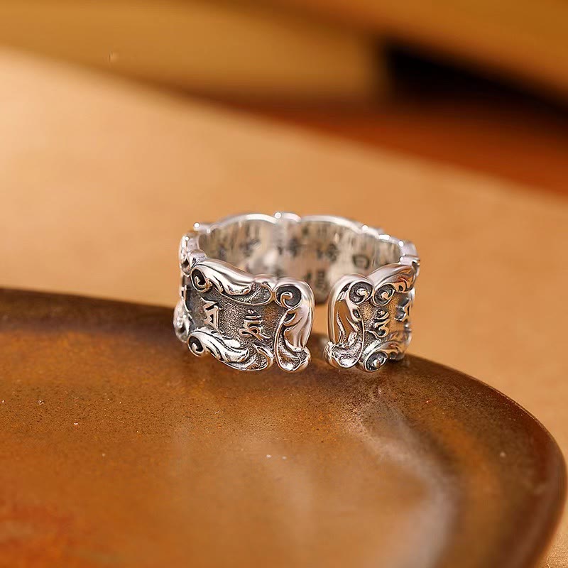 Tibetan Om Mani Padme Hum Design Peace Adjustable Ring