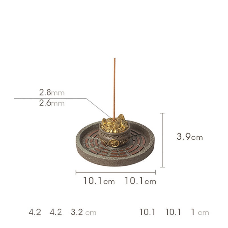 Small Treasure Bowl Lucky Bag Bagua Tray Ceramic Stick Incense Burner Decoration
