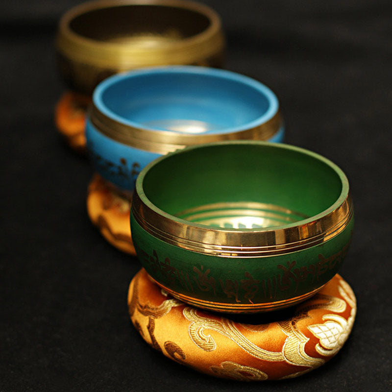 Tibetan Meditation Sound Bowl Handcrafted for and Mindfulness Support Protection Singing Bowl Set