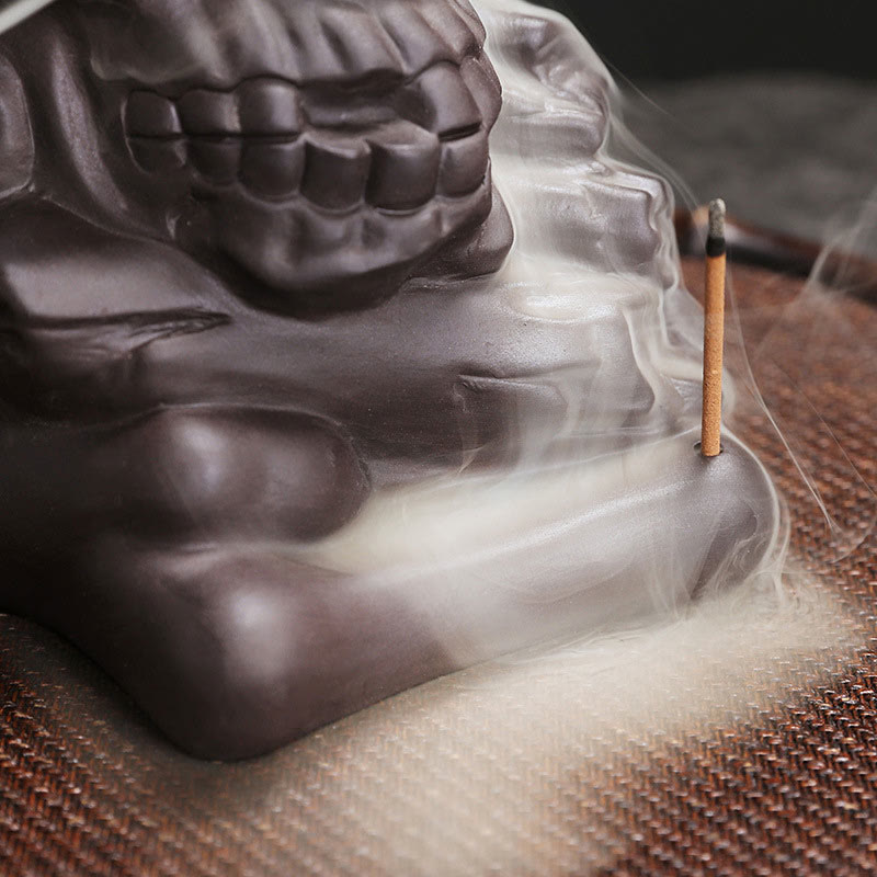 Halloween Skull Head Purple Clay Incense Burner Decoration