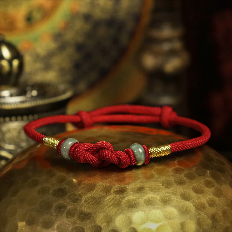 Red String Jade Luck Fortune Knot Braided String Bracelet